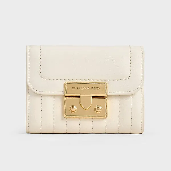 Ví Nữ Charles & Keith CNK Donna Crinkle-Effect CK6-10681149 Cream Màu Kem - Túi xách - Vua Hàng Hiệu