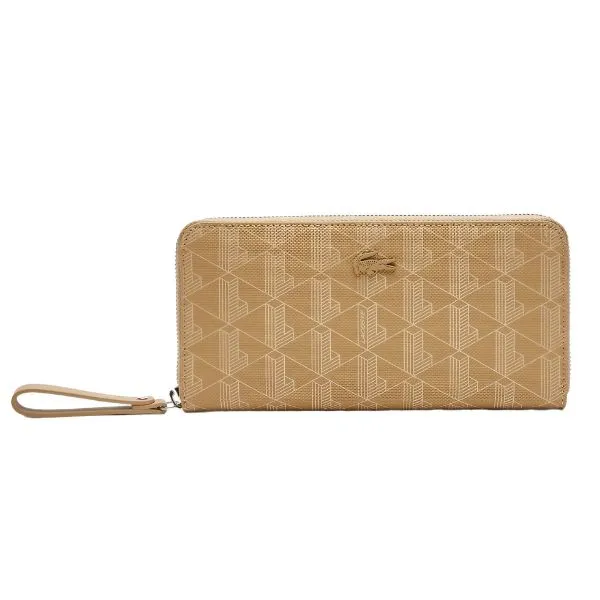 Ví Nữ Lacoste Large Zipped Monogram Billfold NF3958DG L01 Màu Be