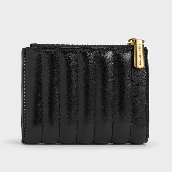 Ví Nữ Charles & Keith CNK Donna Crinkle-Effect Panelled Wallet CK6-10681159 Màu Đen - Túi xách - Vua Hàng Hiệu