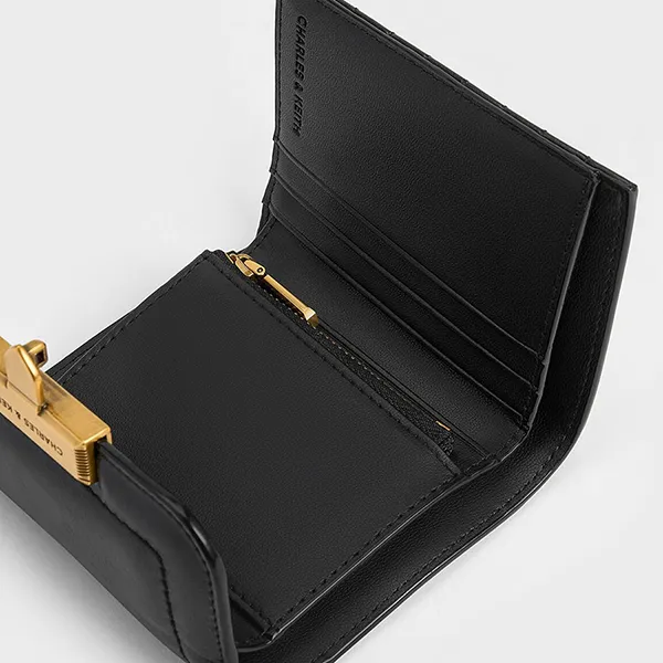 Ví Nữ Charles & Keith CNK Donna Crinkle-Effect Wallet CK6-10681149 Màu Đen