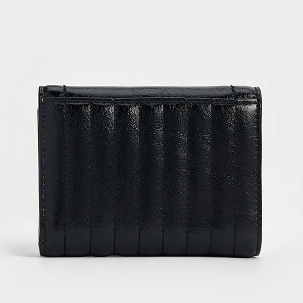 Ví Nữ Charles & Keith CNK Donna Crinkle-Effect Wallet CK6-10681149 Màu Đen
