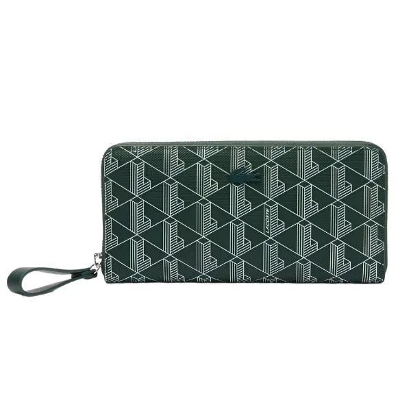 Ví Nữ Lacoste Large Zipped Monogram Billfold NF3958DG M44 Màu Xanh Lá
