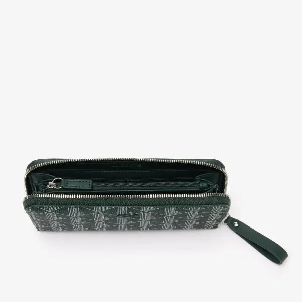Ví Nữ Lacoste Large Zipped Monogram Billfold NF3958DG M44 Màu Xanh Lá