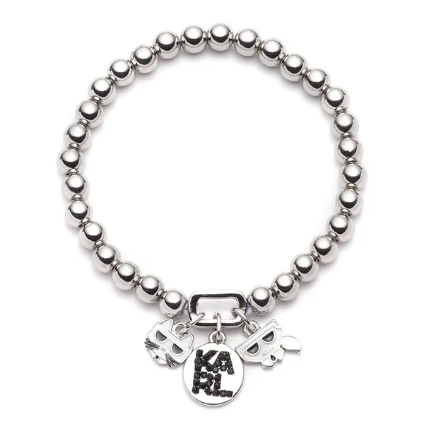 Vòng Đeo Tay Karl Lagerfeld Paris Beaded Charm Stretch Bracelet 09B00001 Màu Bạc - Trang sức - Vua Hàng Hiệu