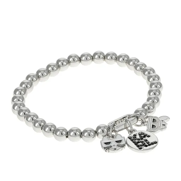 Vòng Đeo Tay Karl Lagerfeld Paris Beaded Charm Stretch Bracelet 09B00001 Màu Bạc - Trang sức - Vua Hàng Hiệu