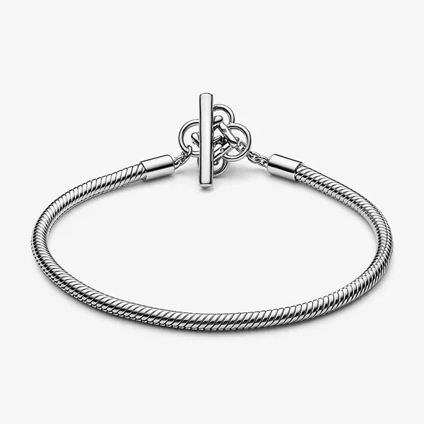 Vòng Đeo Tay Nữ Pandora Moments Peace Knot T-bar Snake Chain Bracelet 592419C01 Màu Bạc Size 17 C_QP