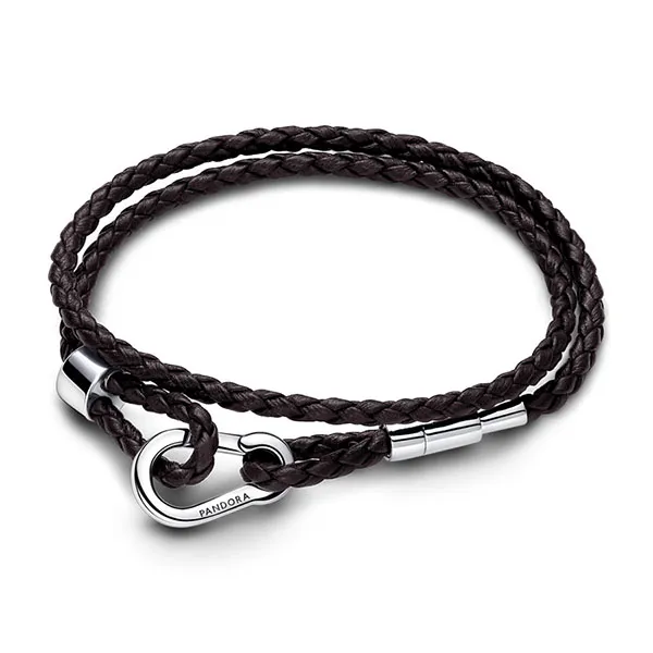 Vòng Đeo Tay Pandora Moments Khóa Carabiner 593338C01 Màu Nâu