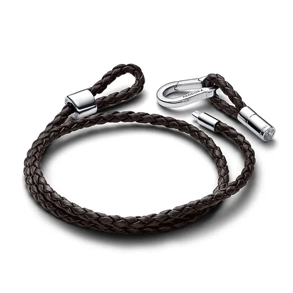 Vòng Đeo Tay Pandora Moments Khóa Carabiner 593338C01 Màu Nâu