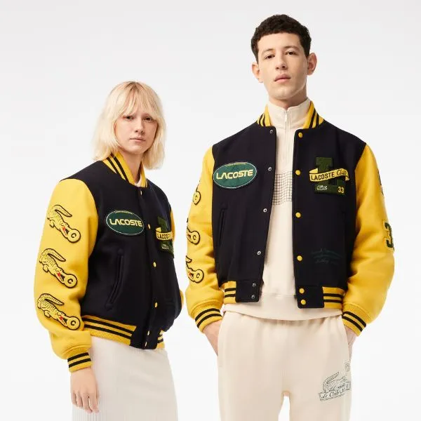 Áo Bomber Lacoste Two Tone Wool Bomber Jacket BH9202-51 Màu Đen Vàng Size XL