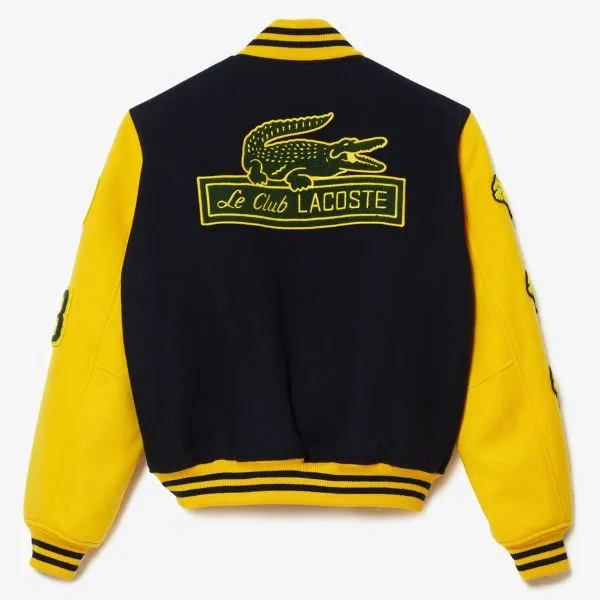 Áo Bomber Lacoste Two Tone Wool Bomber Jacket BH9202-51 Màu Đen Vàng Size XL
