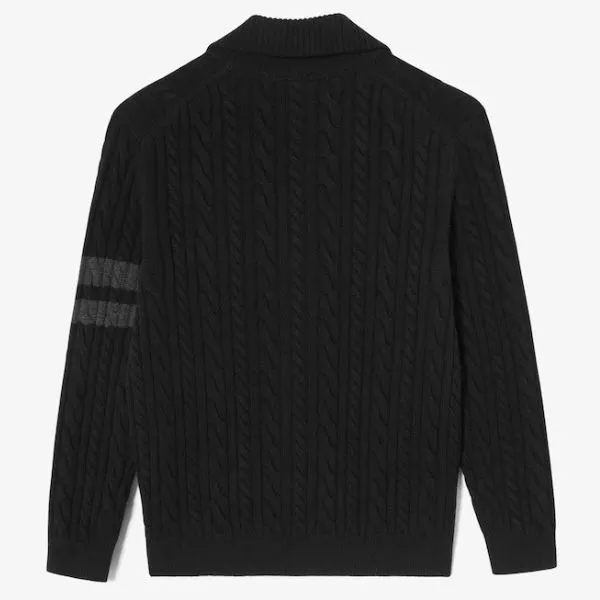 Áo Cardigan Nam Lacoste Cable Cuff Cardigan AH302E-54N 031 Màu Đen Size 3