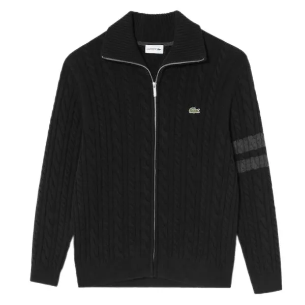Áo Cardigan Nam Lacoste Cable Cuff Cardigan AH302E-54N 031 Màu Đen Size 3