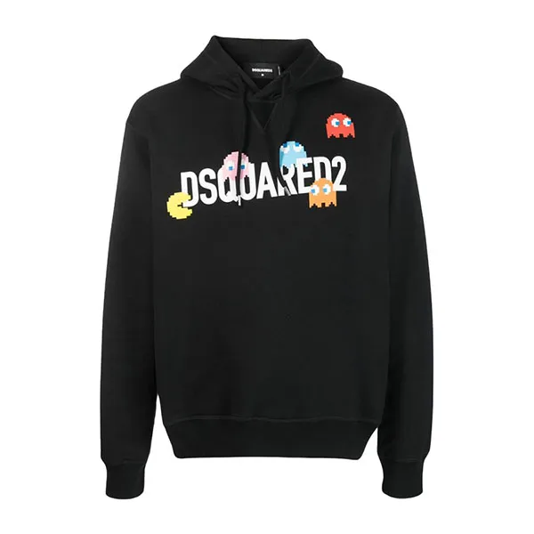 Áo Hoodie Nam Dsquared2 Black With PACMAN Logo Printed - S71GU0637 S25516 900 Màu Đen Size S