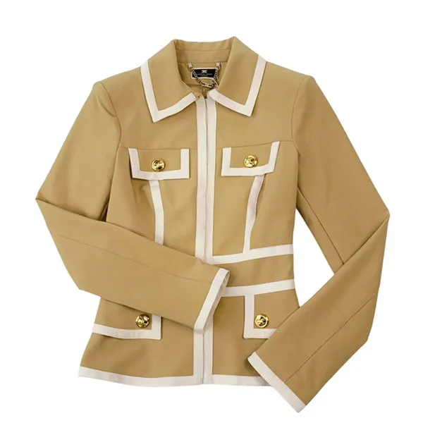 Áo Khoác Blazer Nữ Elisabetta Franchi In Yellow - GI 974 16E2 V560 Màu Nâu Size 40