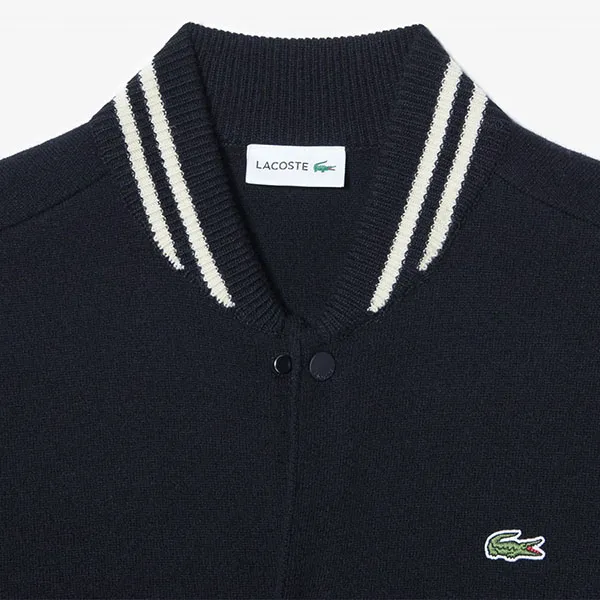 Áo Khoác Len Nam Lacoste Stadium Cardigan AH131E 53N 166 Màu Xanh Navy Size 5