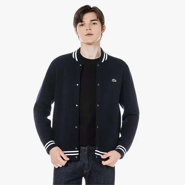 Áo Khoác Len Nam Lacoste Stadium Cardigan AH131E 53N 166 Màu Xanh Navy Size 5