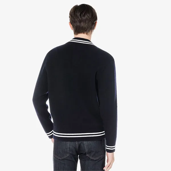 Áo Khoác Len Nam Lacoste Stadium Cardigan AH131E 53N 166 Màu Xanh Navy Size 5
