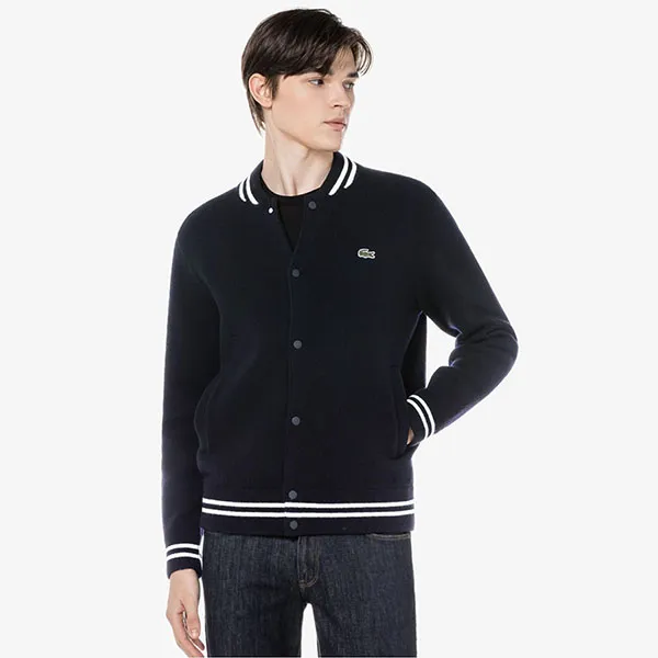 Áo Khoác Len Nam Lacoste Stadium Cardigan AH131E 53N 166 Màu Xanh Navy Size 5