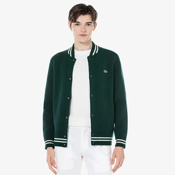 Áo Khoác Len Nam Lacoste Stadium Cardigan AH131E 53N YZP Màu Xanh Đậm Size 4