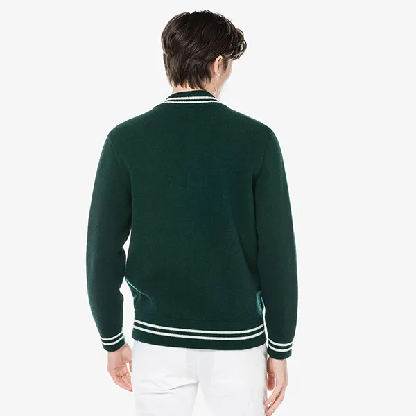 Áo Khoác Len Nam Lacoste Stadium Cardigan AH131E 53N YZP Màu Xanh Đậm Size 4