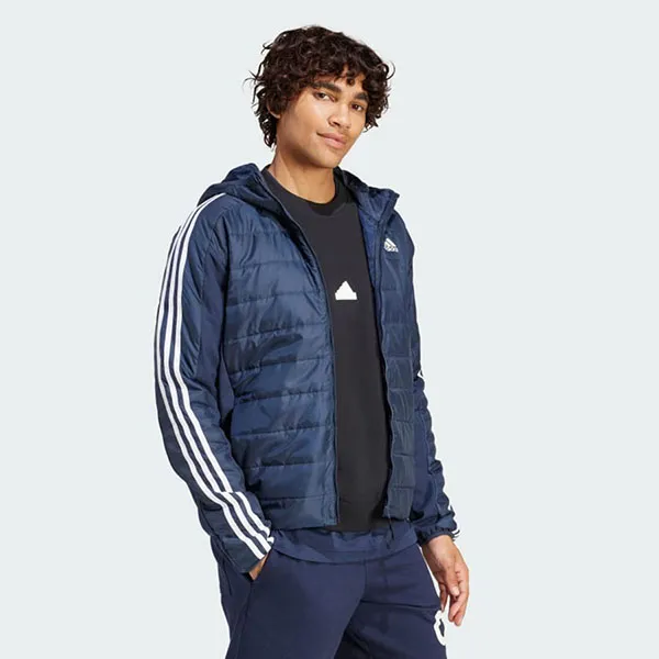 Áo Khoác Nam Adidas Essentials 3-Stripes Insulated Hooded Hybrid Jacket IS1276 Màu Xanh Navy Size XS