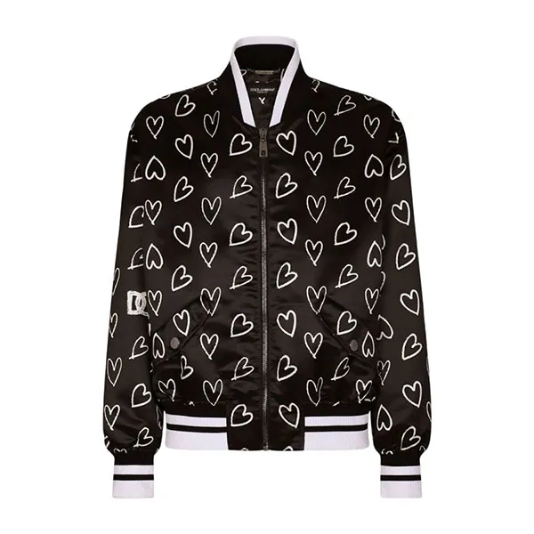 Áo Khoác Nam Dolce & Gabbana D&G Hearts Satin Bomber In Black - G9ZV0T ISMDI Màu Đen Size 50