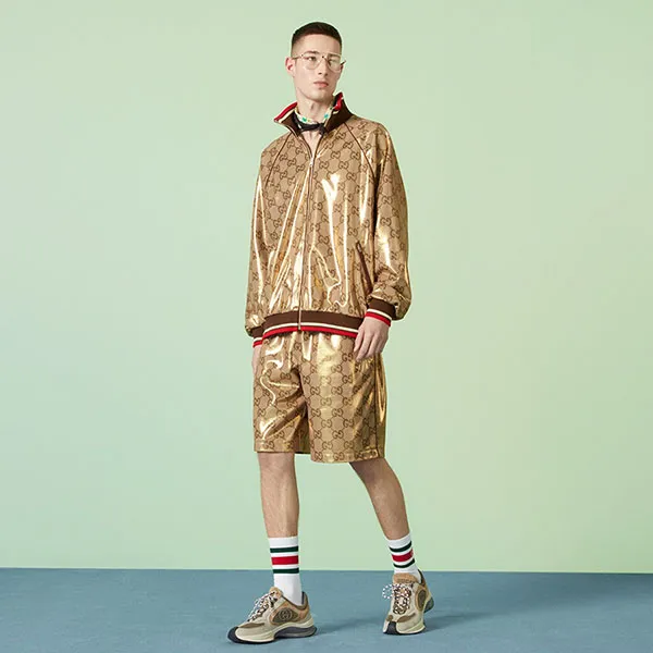Áo Khoác Nam Gucci GG Technical Jersey Xip Jacket 737363 Màu Nâu Size S