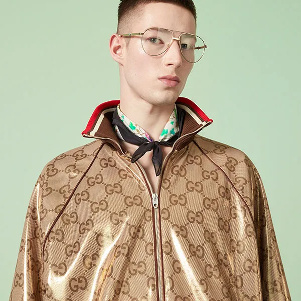 Áo Khoác Nam Gucci GG Technical Jersey Xip Jacket 737363 Màu Nâu Size S