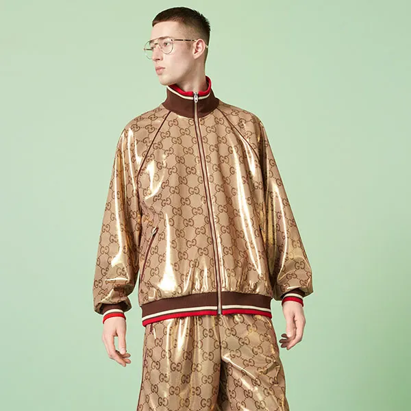 Áo Khoác Nam Gucci GG Technical Jersey Xip Jacket 737363 Màu Nâu Size S