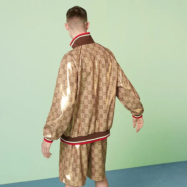 Áo Khoác Nam Gucci GG Technical Jersey Xip Jacket 737363 Màu Nâu Size S