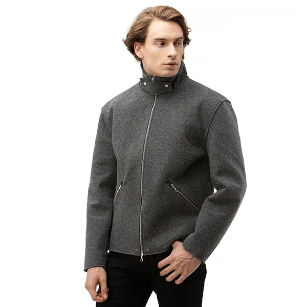 Áo Khoác Nam Lacoste Long Sleeve Wool Blend Jacket BH8423 VSN Màu Xám Đậm Size 54