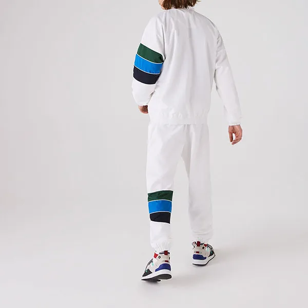Áo Khoác Nam Lacoste Striped Colourblock Track Jacket Màu Xanh Trắng Size S