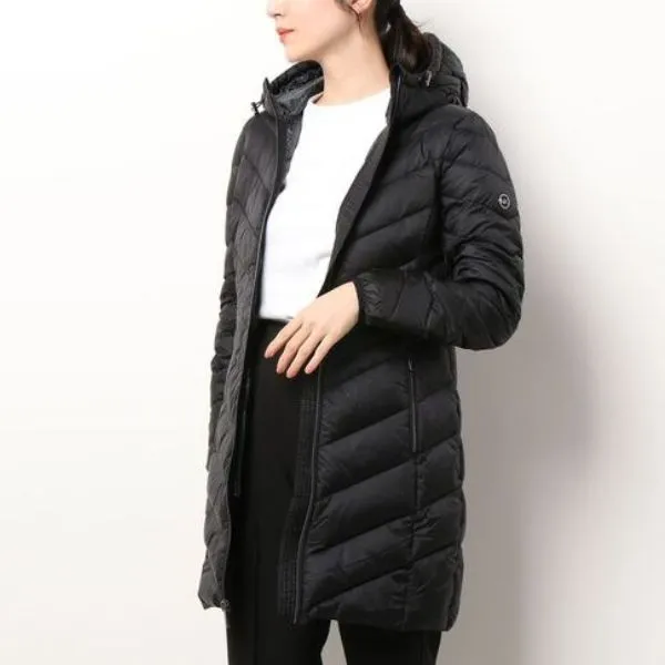 Áo Khoác Nữ Michael Kors MK Chevron Long Padding Jacket Màu Đen Size XS