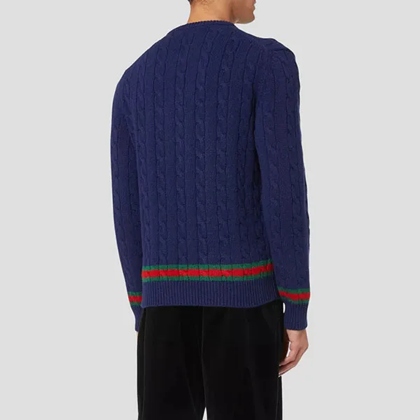Áo Len Nam Gucci GG With Logo Printed - 673489XKB2N 4684 Màu Xanh Navy Size XS
