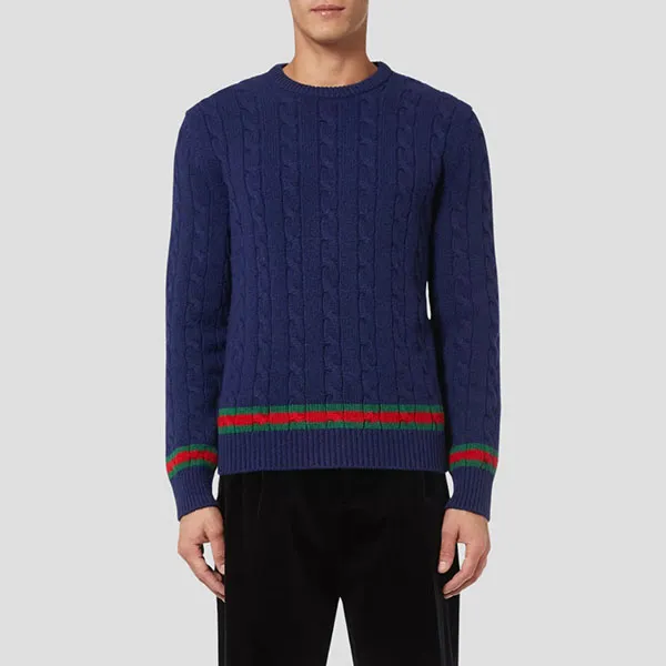 Áo Len Nam Gucci GG With Logo Printed - 673489XKB2N 4684 Màu Xanh Navy Size XS