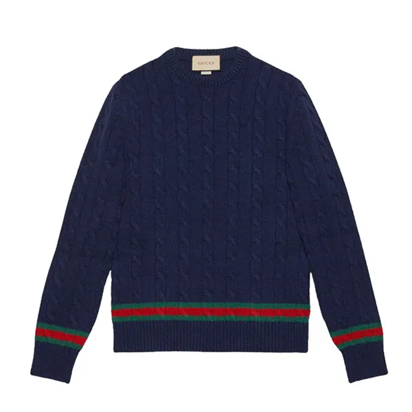 Áo Len Nam Gucci GG With Logo Printed - 673489XKB2N 4684 Màu Xanh Navy Size XS