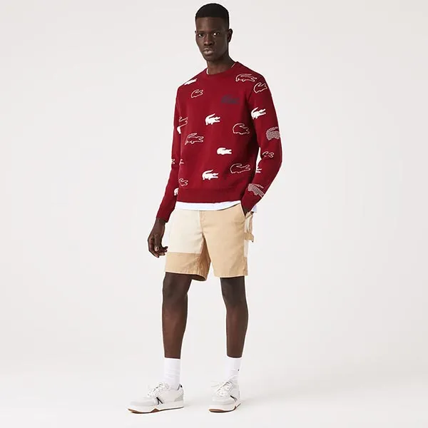 Áo Len Nam Lacoste Made In France Crew Neck Organic AH2693 MUD Classic Màu Đỏ Size L