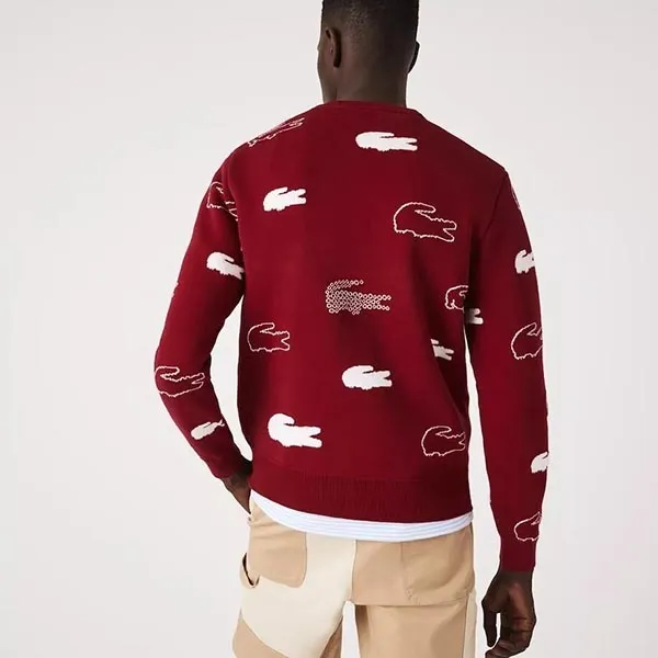Áo Len Nam Lacoste Made In France Crew Neck Organic AH2693 MUD Classic Màu Đỏ Size L
