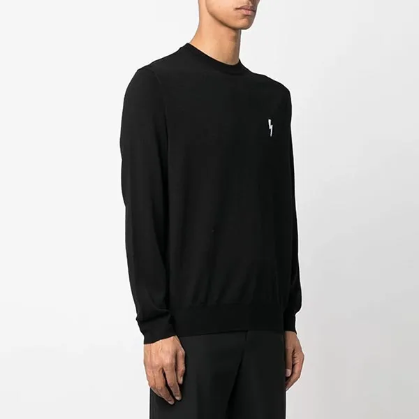 Áo Len Nam Neil Barrett Lightning Bolt Jumper PBMA083 Màu Đen Size S