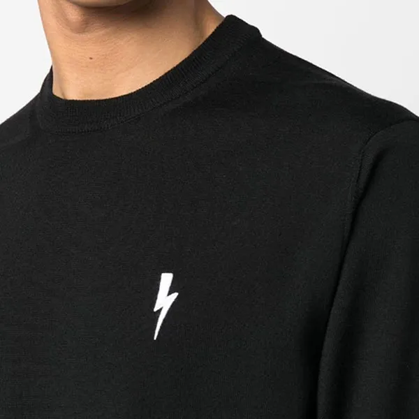 Áo Len Nam Neil Barrett Lightning Bolt Jumper PBMA083 Màu Đen Size S