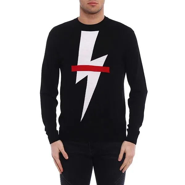 Áo Len Nam Neil Barrett Thunderbolt Sweater PBMA714 Màu Đen Size XS