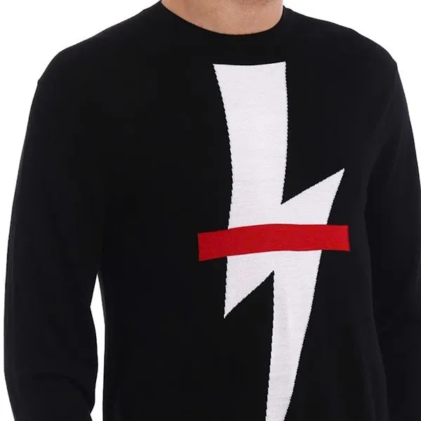 Áo Len Nam Neil Barrett Thunderbolt Sweater PBMA714 Màu Đen Size XS