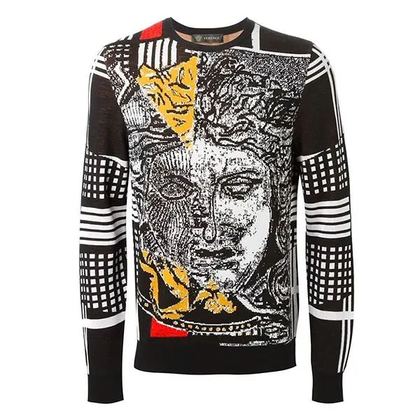 Áo Len Nam Versace Jeans Couture Sweater A72533 Màu Đen Trắng Size M