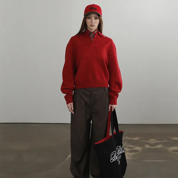 Áo Len Nữ Badblood Heavy Wool V-Neck Sweater Màu Đỏ Size S