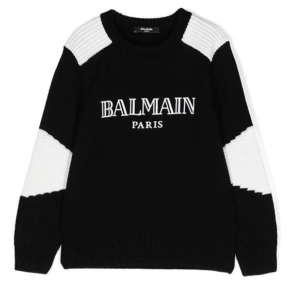 Áo Len Nữ Balmain In Black Long Sleeves With Flocked Logo BV9P50 Z2359 Màu Đen Trắng