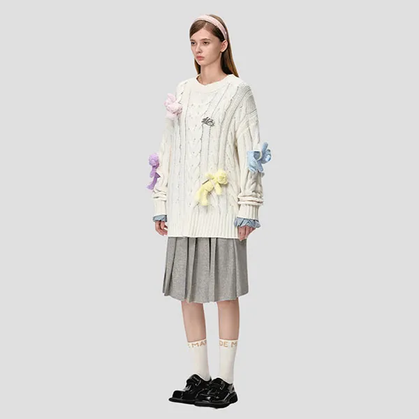 Áo Len Nữ Cardigan 13 De Marzo Rainbow Bear In White - FR24D144200202 Màu Kem Size S