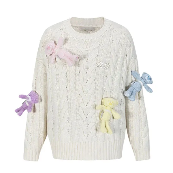 Áo Len Nữ Cardigan 13 De Marzo Rainbow Bear In White - FR24D144200202 Màu Kem Size S