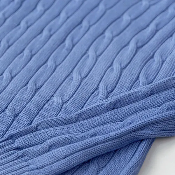 Áo Len Nữ Ralph Lauren Cable-Knit Cotton V-Neck Jumper - 211891641 003 Màu Xanh Size M