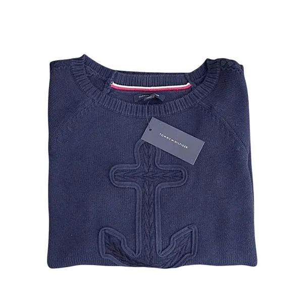 Áo Len Nữ Tommy Hilfiger Cable Knit Sweater Màu Xanh Navy Size XS