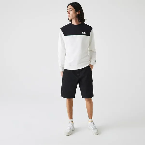 Áo Nỉ Nam Lacoste Heritage Badge Colourblock Cotton Fleece Sweatshirt SH0173 GA3 Màu Trắng Size 4 - Thời trang - Vua Hàng Hiệu